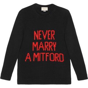 New Vintage Gucci “Never Marry A Mitford” sweater
